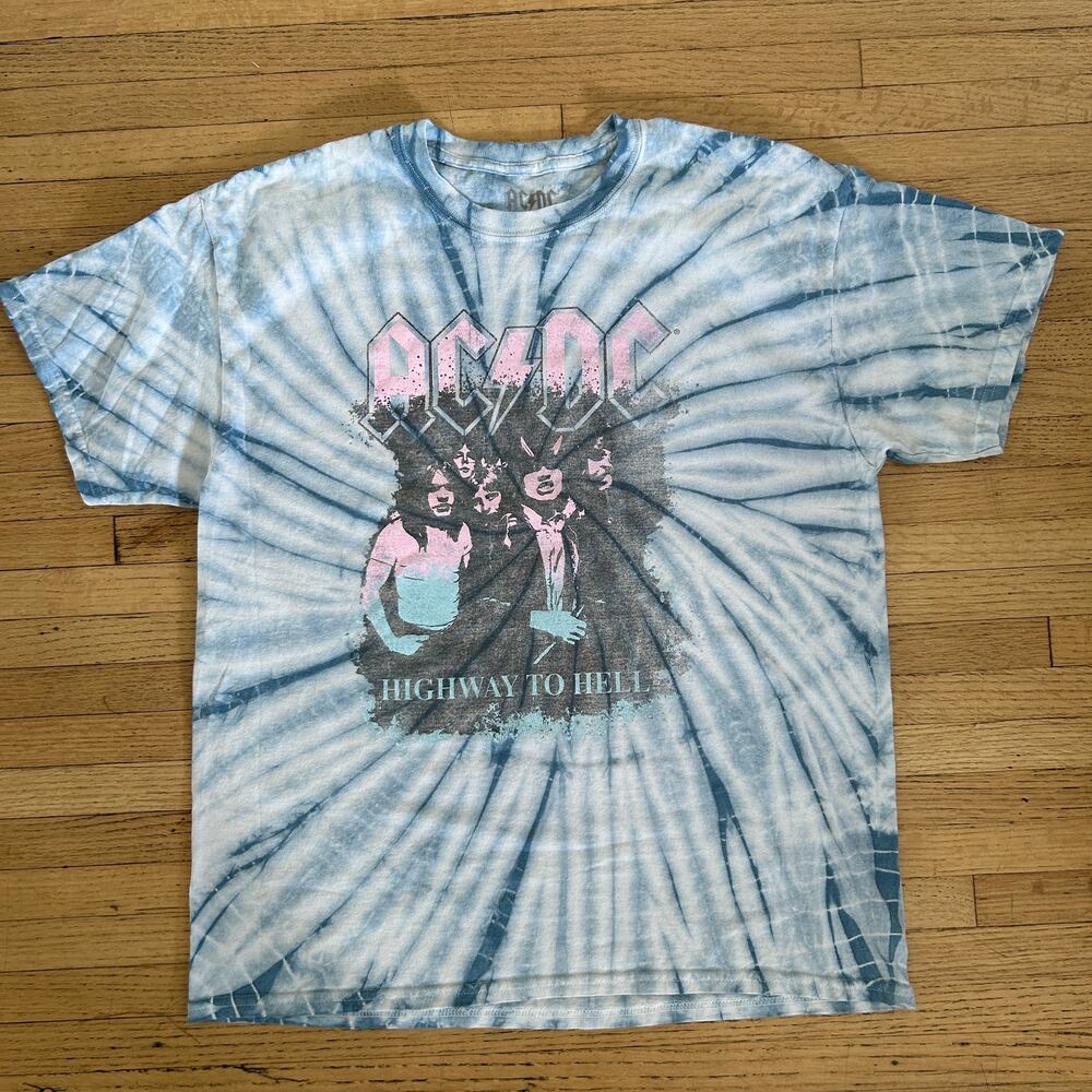 AC/DC Tie Dye T Shirt Highway To Hell Size M/L Band Tee